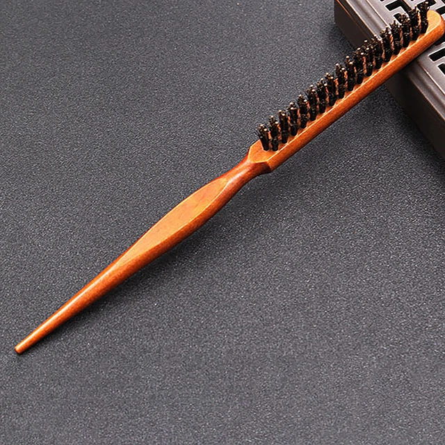Professional Salon Teasing Back Hair Brushes Boar Bristle Wood Slim Line Com BII