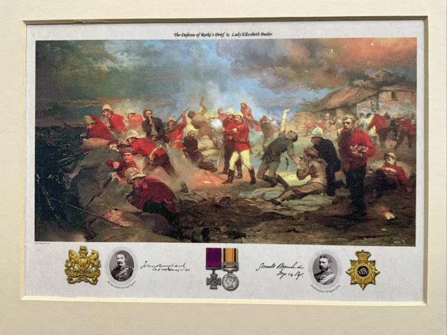 The Defence Of Rorkes Drift, Zulu War. Mounted Print Total Size 10x8