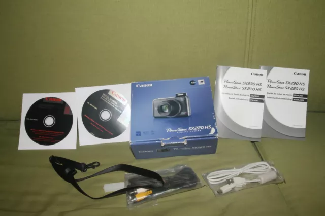 Boite Canon Power Shot SX220 HS + accessoires