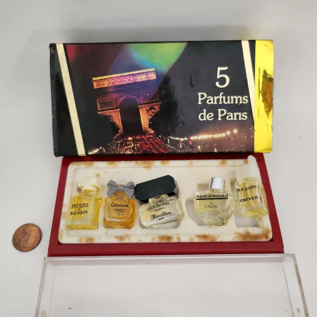 Vintage Paris Coffret Parfums De Luxe Miniatures Wood Jewelry Box