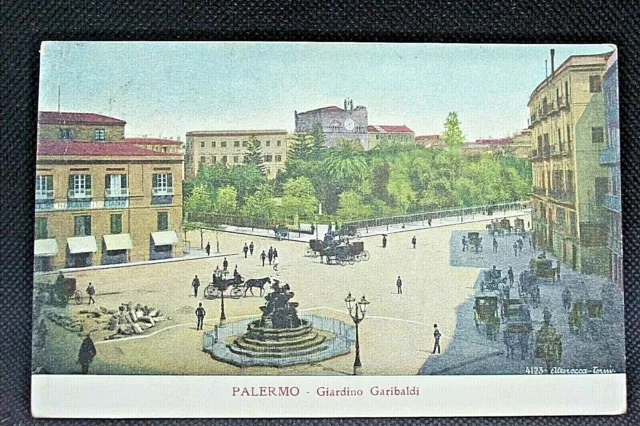 1910 PALERMO GIARDINO GARIBALDI antica cartolina old postcard animata colore