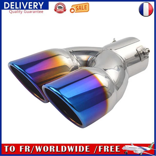 Car Dual Exhaust Tip Rolled Edge Slant Cut 3 inch ID Inlet (Burnt Blue)