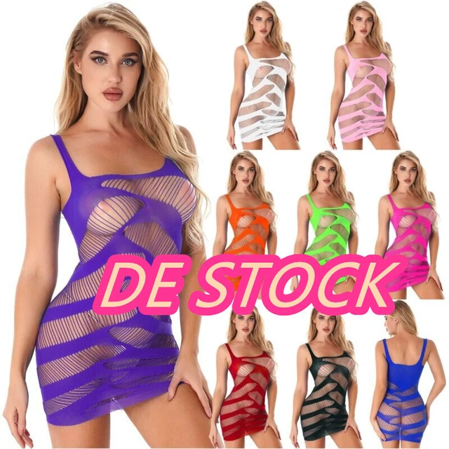 DE DAMEN FISCHNETZ Minikleid Sexy Erotik Dessous Negligee Reizwäsche  Nachtkleid EUR 11,89