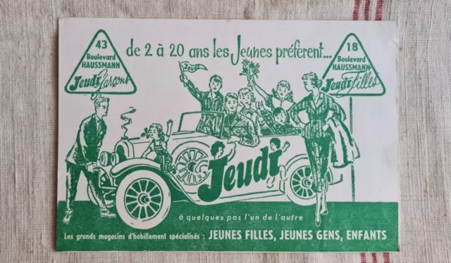 Ancien Buvard Publicitaire Vetements Jeudi Filles Et Jeudi Garcon