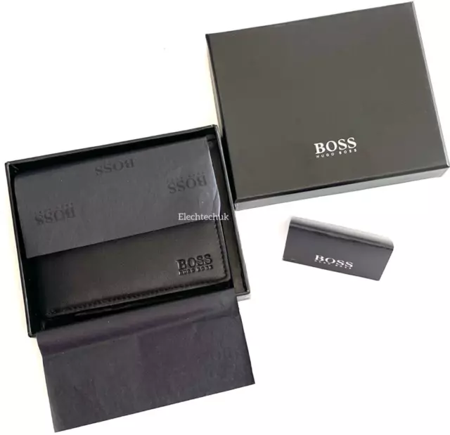 Hugo Boss Men’s AREZZO Trifold Leather Wallet With Coin Pocket Black