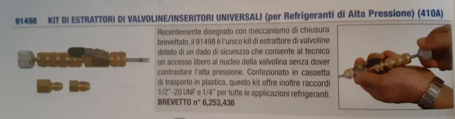 KIT DI ESTRATTORI DI VALVOLINE/INSERITORI UNIVERSALE per refrigeranti ad alta pr