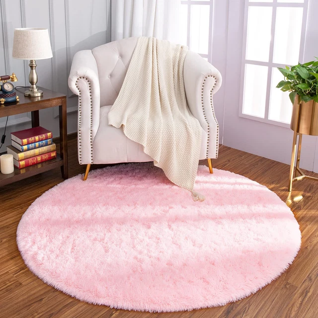 Luxury Round Fluffy Area Rugs for Bedroom Kids Girls Room Nursery