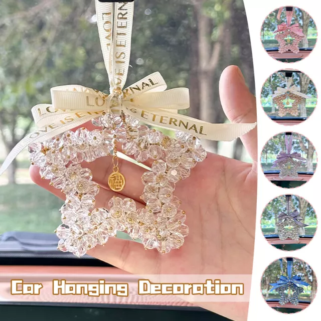 1pc Crystal Car Rear View Mirror Stars Bow Charms Home Decor Hanging Ornament