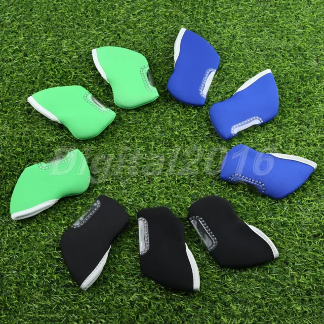 10Pcs Golf Club Iron Head Covers Protector Neoprene Black/Green/Red Cap Sleeve