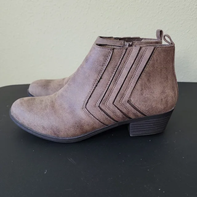 Wallflower Tesley Womens Brown Round Toe Side Zip Ankle Booties Size US 6.5 M
