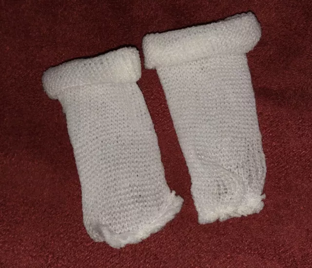 Puppensocken  Mini Socken f. P Gr. 20-22 cm, Altweiss 2x6 cm