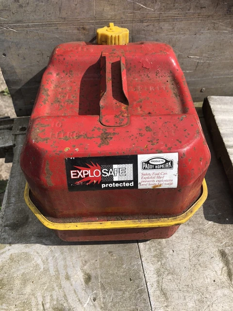 VINTAGE PADDY HOPKIRK Explosafe red metal fuel petrol can 10 Litres ...