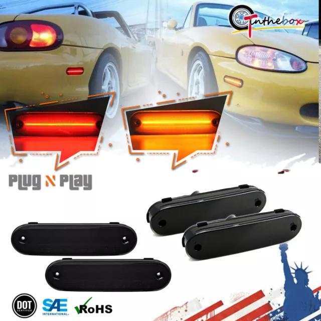 Smoked Front Rear LED Side Marker Turn Signal Light For 1990-05 Mazda MX-5 Miata