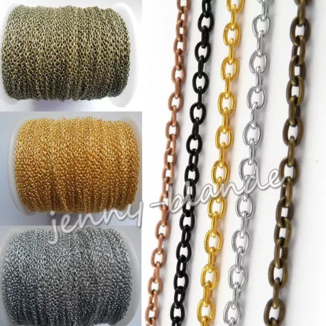 Hot 2-100M Silver Gold Bronze Cable Open Link Iron Metal Chain Making Decorate