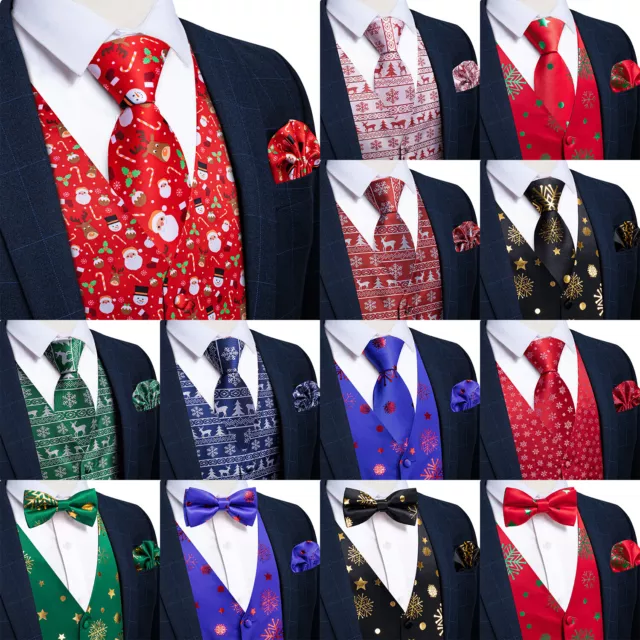 Gilet gilet Natale da uomo tuta floreale paisley cravatta Hanky set gemelli festa