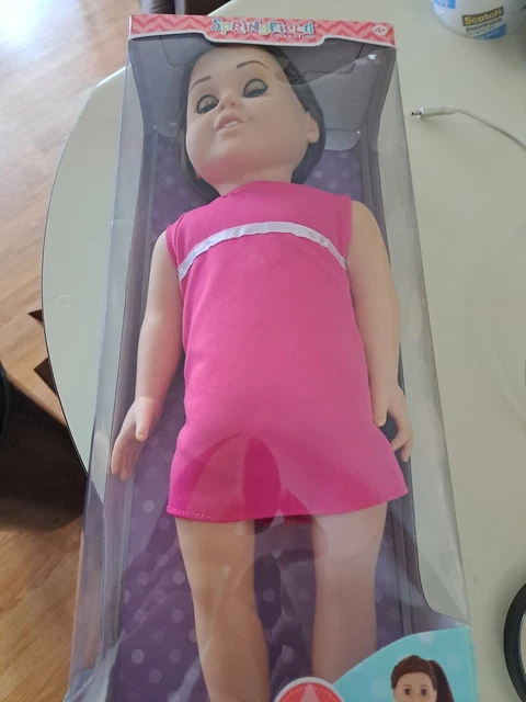 NIB Springfield Doll Collection "Emma" 18" Brown Hair Cloth Body Posable
