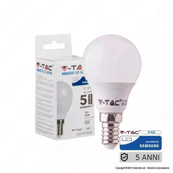 Lampadina Led E14 7W Miniglobo P45 Chip Samsung