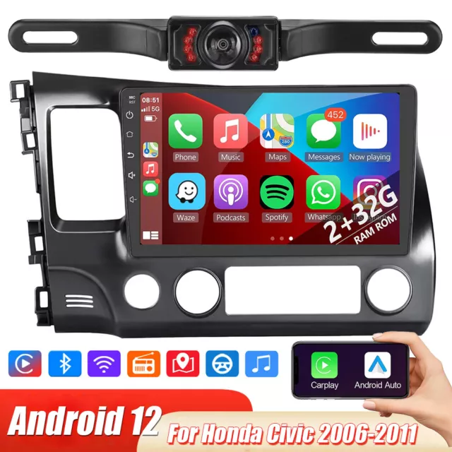 Android 12.0 Car Stereo Radio For Honda Civic 2006-2011 Apple CarPlay GPS WiFi