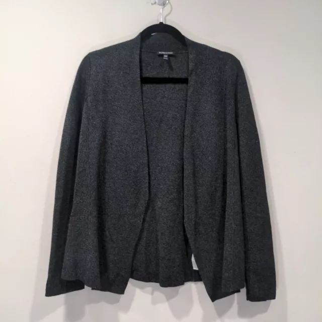 Eileen Fisher Womens Petite Size M Open Front Tencel Wool Cardigan Sweater Gray