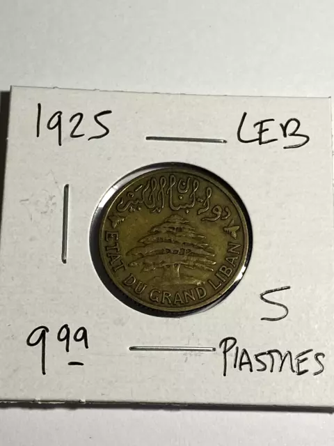 1925 Lebanon 5 Piastres