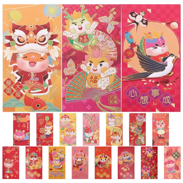 18pcs Red Envelope 2024 Year Red Envelopes Chinese Style Lucky Money Envelopes