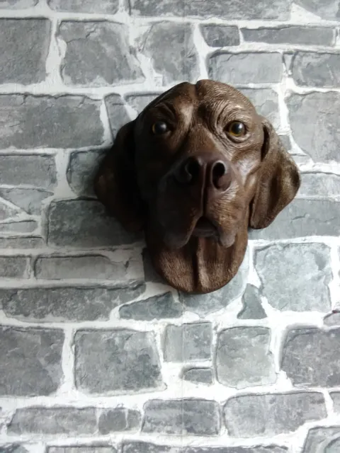 Large Bronzed Stone English Pointer Dog  Dogs Head Garden  Wall Sculpture