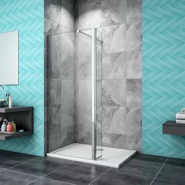 Wet Room Walk In Enclosure Shower Screen With Flipper 8mm NANO Easy Clean Glass