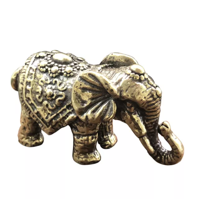 Brass Elephant Adornment Desktop Ornament Vintage Decor Gold Sculptures Home