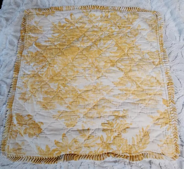Pottery Barn Euro Sham Quilted Matine Toile Yellow Gold Marigold Ruffled Edge Pottery Barn Euro Sham Quilted Matine Toile Yellow Gold Marigold Ruffled Edge