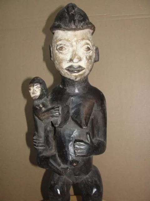 Big African Yoruba Ibeji Maternity Fertility Statue Figure w/ Baybe Africa Punu 2