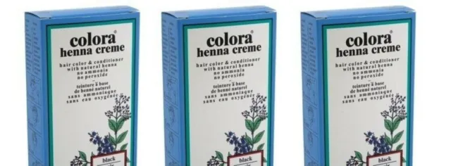 BL Colora Henna Creme Hair Color Black 2 oz - THREE PACK