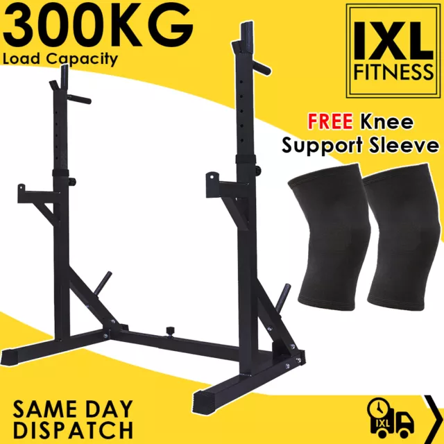 Barbell Squat Rack Adjustable Weight Lifting Stand Frame Station Bench Home Gym