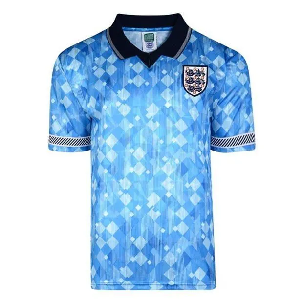 Men's Retro Football Shirt Score Draw England 1990 Third Jersey in Blue