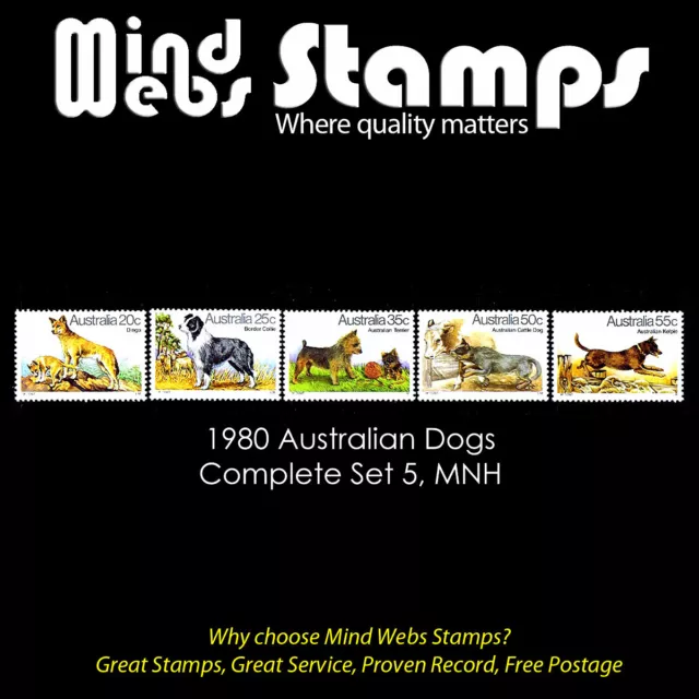 Australian Decimal Stamps 1980 Dogs of Australia, Complete Set 5, MNH