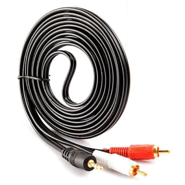 1.5m DVD Video Plug Stereo Cable 3.5mm Audio Male Jack To 2 RCA Adapter Speaker