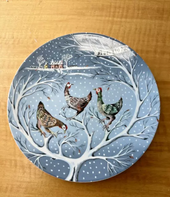 Haviland Limoges Twelve Days of Christmas Plate NOEL 1972 Three French Hens EUC