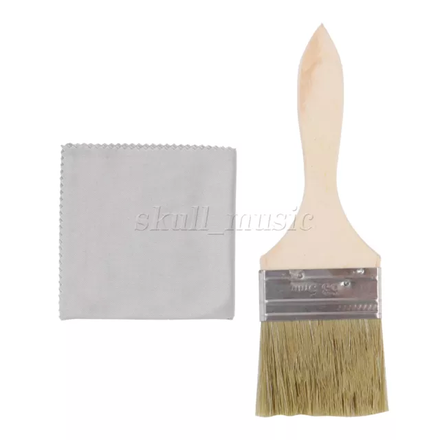 2 Pieces Flat Paint Brush w/ Thin Wood Handle 2.5" & Microfiber Cloth 8" x 8"