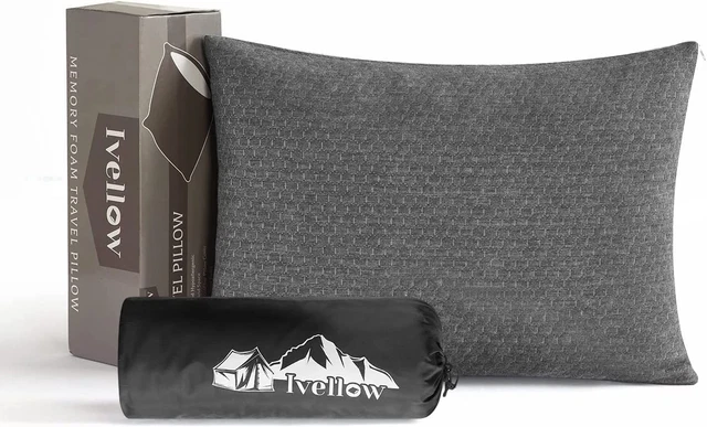 Ivellow Memory Foam Travel Pillow Compressible Camping Pillow for Sleeping Shred