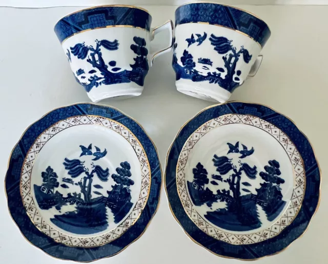 (2) Royal Doulton Booths Real Old Willow Blue England Tea Cup, Saucer, Porcelain