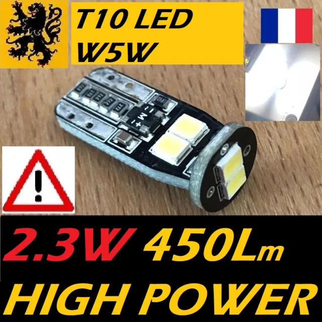 1X T10 W5W LED PREMIUM HP 450lm 6x SMD 2835 Blanc PUR 6000k 12V 2