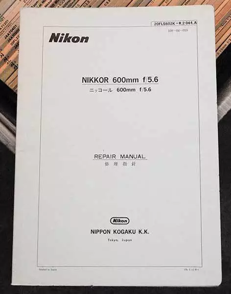 FABRICANTE DE EQUIPOS ORIGINALES Nikon Nikkor 600mm F5.6 Pre IA Original Servicio de Fábrica Manual No IA