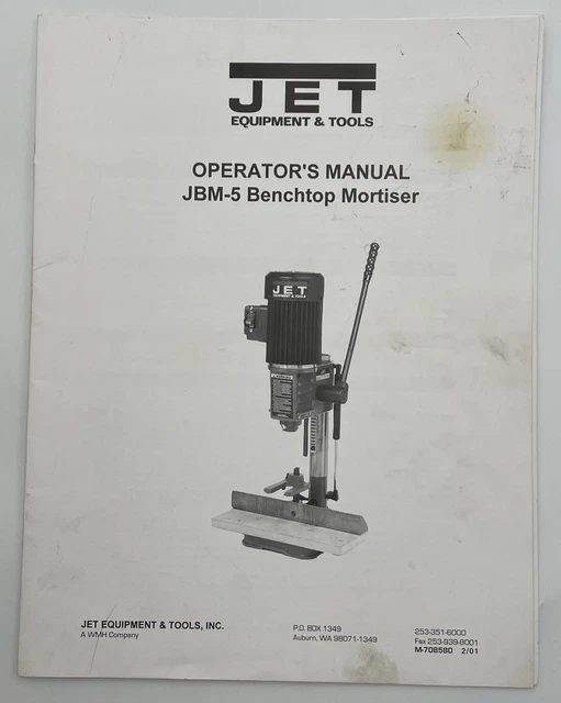 JET JBM5 BENCHTOP Mortiser Owners Operators Instruction Manual Parts