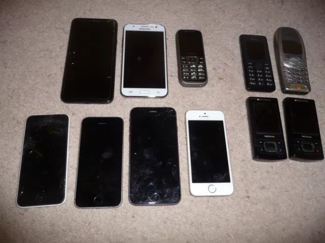 MOBILE PHONES - JOB LOT of 11 Nokia, Samsung & IPHONE ALL UNTESTED            ST