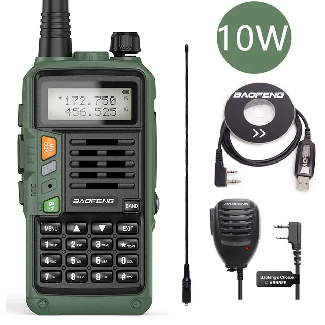 Für Baofeng 10W 2800Mah Tri Band Vhf Uhf 2 Way Walkie Talkie Hand Funkgeräte Neu