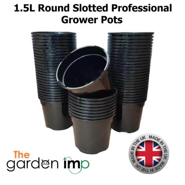 1.5L Plant Pots Strong Black Plastic Round Professional Growing Flower Pot 15cm