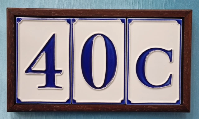11cm x 7cm Simple Blue Hand pained Ceramic Italian House Number Tiles 3