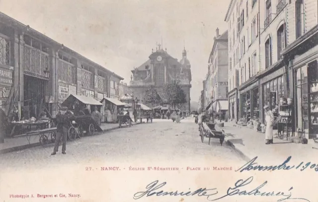 CPA 54 LORRAINE Meurthe & Moselle NANCY Church ST SEBASTIEN Place du Marché 1902