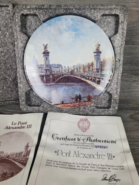 Le Pont Alexandre III Plate Louis Dali PORCELAINE DE LIMOGOES FRANCE #937