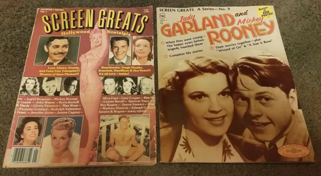 Screen Greats Hollywood Nostalgia Vol.1 Judy Garland Mickey Rooney Magazine LOT