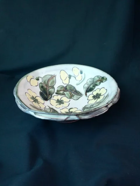 Unique, Studio Pottery, Bowl With Floral Decoration, Marked To Base